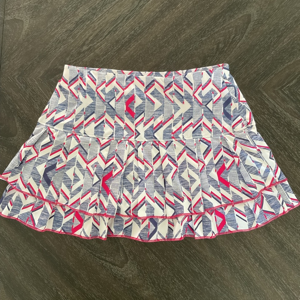 Lucky in Love Geometric Mini Skirt - Blue and Pink